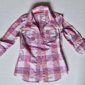 Aeropostale Pink Plaid Shirt Size XS